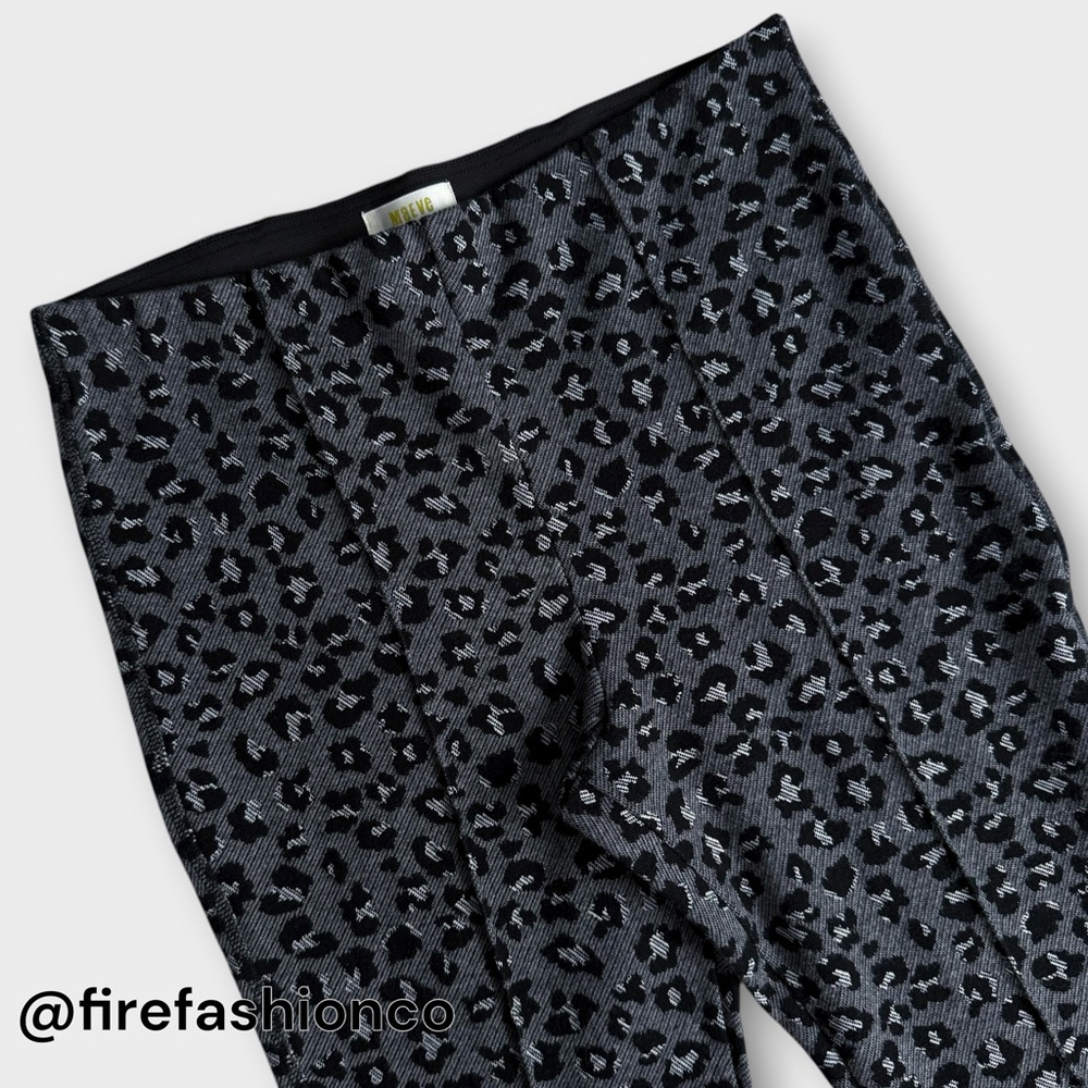 Mauve Boho Hippie Black Animal Print Knit Pants Gray Black Medium Pintuck Detail - Picture 3 of 8